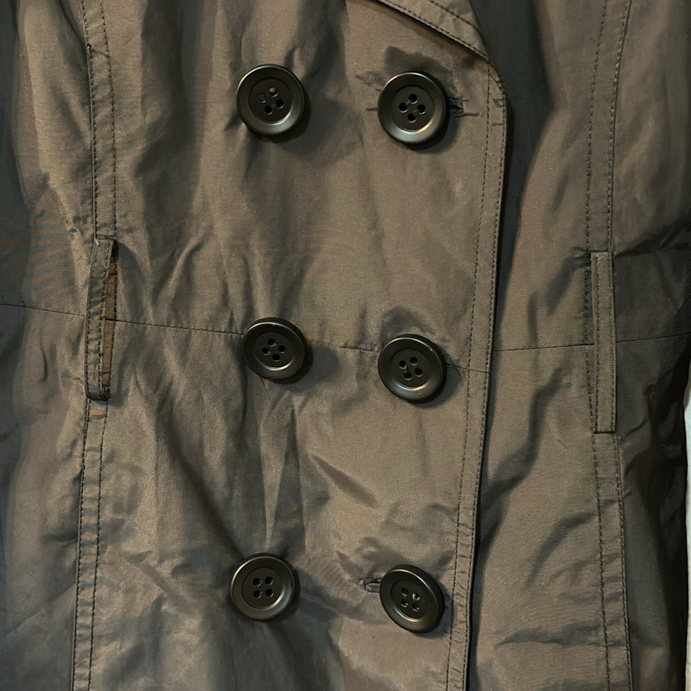 Zara Basic Black Button Down Trench Coat Size Med… - image 2